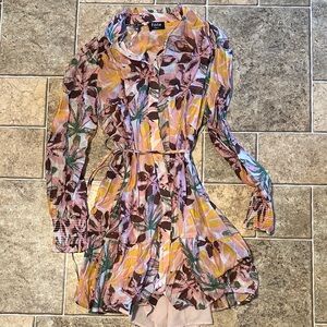 Fate Vibrant Long Sleeve Floral Dress